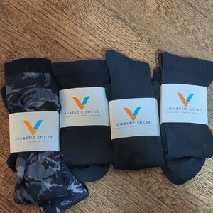NWT Viasox 4 Pair Black & Camo XL Diabetic Socks